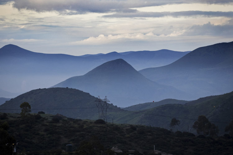 TECATE, CA  03/12/2019: The dry arid mountains of Northern Mexico, see form San Diego County. This is an area where undocumented immigrants might cross over into the U.S.