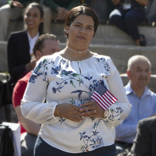 PATERSON, NJ  10-02-2019 NATURALIZATION CEREMONY AT GREAT FALLS:  The Paterson Great Falls National Historical Park (NPS), in partnership with U.S. Citizenship and Immigration Services (USCIS), held a naturalization ceremony in the park’s new amphitheater where 40 new citizens, mostly residents of Paterson, took the Oath of Allegiance to the United States.